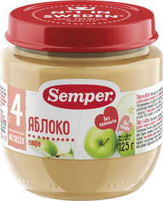 Пюре Semper Semper Яблоко (с 4 месяцев) 125 г, 1шт.