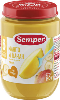 Пюре Semper Semper Манго и банан (с 6 месяцев) 190 г, 1шт.