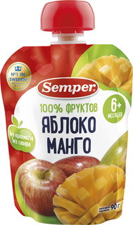 Пюре Semper Semper Яблоко и манго (с 6 месяцев) 90 г, 1шт.