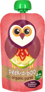 Пюре Peek-a-boo Peek-a-boo Яблоко банан клубника (с 6 месяцев) 113 г, 1шт.