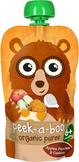 Пюре Peek-a-boo Peek-a-boo Яблоко, персик со вкусом печенья с 6 мес. 113 г, 1шт.