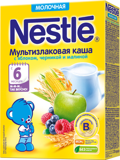 Каша Nestle Nestlé Молочная мультизлаковая с яблоком, черникой и малиной (с 6 месяцев) 220 г, 1шт.