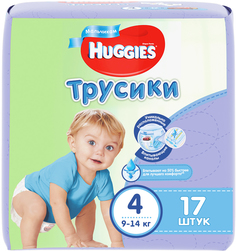 Трусики-подгузники Huggies для мальчиков 4 (9-14 кг) 17 шт., 1шт.