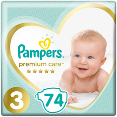 Подгузники 74 шт. Pampers Premium Care Midi 3 (6-10 кг), 1шт.