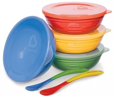 Набор детской посуды Munchkin Набор Munchkin миска с крышкой 4 шт. + ложка 2 шт., 1шт.