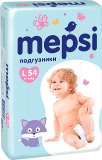 Подгузники для малышей Mepsi Mepsi подгузники L (9-16 кг) 54 шт., 1шт.
