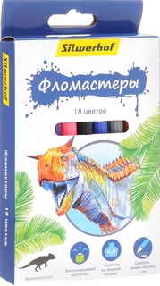 Фломастеры Silwerhof «Динозавры» 18 цветов, 1шт.