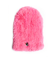 Розовая вязаная шапка из меха кролика Undercover