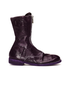Фиолетовые кожаные ботинки на молнии Guidi