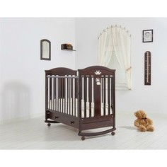 Кроватка Гандылян Даниэль колеса/качалка/ящик махагон К-2002-29