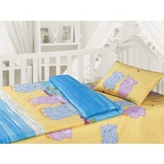 Комплект постельного белья Облачко Слоники в детскую кроватку с простынью на резинке (186925)