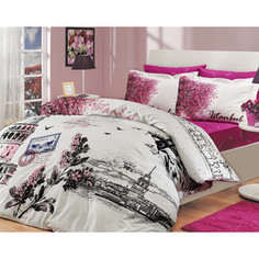 Комплект постельного белья Hobby home collection Семейный, поплин, Istanbul Panaroma, розовый (1501000114)
