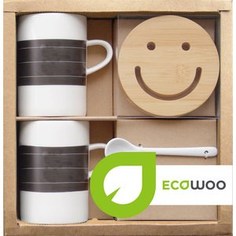 Набор 2 кружки +2 подставки+2 ложки Ecowoo (2012234U)