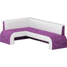 Кухонный диван АртМебель Кармен микровельвет фиолетовый/белый левый