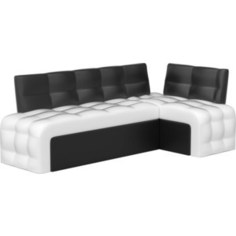 Кухонный угловой диван Мебелико Люксор эко-кожа (бело/черный) угол правый АртМебель