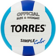 Мяч волейбольный Torres любительский Simple Color арт. V30115, размер 5, бело-голубо-синий