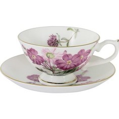 Чашка с блюдцем Anna Lafarg Stechcol Лаура розовые цветы (AL-17821-D-TCS-ST)