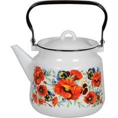 Чайник эмалированный 3.5 л СтальЭмаль Маки мечта (1с26с)