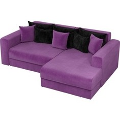 Угловой диван АртМебель Майами микровельвет фиолетовый правый угол