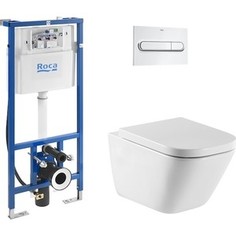 Комплект Roca Gap Clean Rim Duplo WC унитаз подвесной с инсталляцией, кнопка хром (34647L000, 890090020, 890095001)