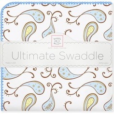 Фланелевая пеленка SwaddleDesigns для новорожденного Pstl Blue Paisley (SD-120PB)