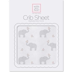 Детская простынь SwaddleDesigns Fitted Crib Sheet PP Elephant and Chickie (SD-473PP)