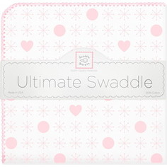 Пеленка фланель для новорожденного SwaddleDesigns Ultimate Jax & Hearts Pink