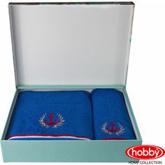 Набор из 2 полотенец Hobby home collection Maritim с вышивкой (50x90/70x140) синий (1501001400)