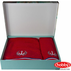 Набор из 2 полотенец Hobby home collection Maritim с вышивкой (50x90/70x140) красный (1501001402)