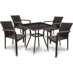 Обеденная группа из искусственного ротанга на 4+1 Afina garden T283BNT-W2390/Y2001B-W53 brown 4Pcs