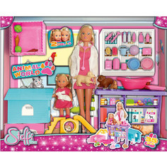 Кукла Simba Штеффи и Еви, набор Мир животных, 35 предметов, 29см, 12см (5733040)