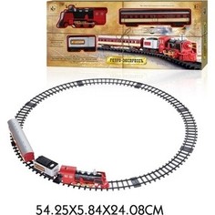 Железная дорога 1Toy Ретро Экспресс, свет, звук, дым, паровоз, 2 вагона, 11 деталей, длина путей 76х75 см (Т10146)