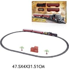 Железная дорога 1Toy Ретро Экспресс , свет,звк, паровоз, 3 вагона, 21 деталь, длина путей 103,5х67,5 см (Т10147)
