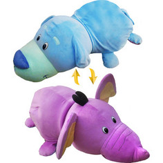 Мягкая игрушка 1Toy Вывернушка 76 см 2в1 Голубой Щенок-Фиолетовый Слон (Т12037)