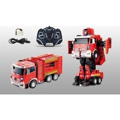 Трансформер 1Toy Робот р/у, трансформируется в пожарную машину, со светом и звуком, 38см, коробка (Т11023)