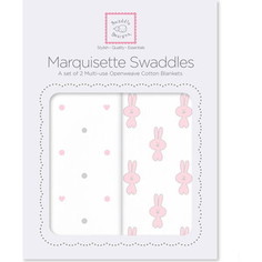 Набор пеленок SwaddleDesigns Marquisette 2-Pack Pstl Pink Little Bunnie & Dottie Heart