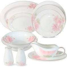 Обеденный сервиз 27 предметов на 6 персон Anna Lafarg Emily Розовые цветы (AL-HV004011/27-E5)