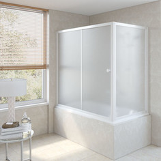 Душевая шторка на ванну Vegas Glass ZV+ZVF 160*75 01 10 профиль белый стекло сатин