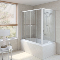 Душевая шторка на ванну Vegas Glass Z2V+ZVF 180*70 07 01 профиль матовый хром стекло прозрачное