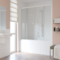 Душевая шторка на ванну Vegas Glass Z2V 150 01 01 профиль белый стекло прозрачное