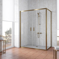 Душевой уголок Vegas Glass Z2P+ZPV 190*100 05 01 профиль бронза, стекло прозрачное