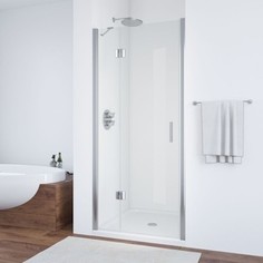 Душевая дверь в нишу Vegas Glass AFP 0110 08 01 L левая, профиль глянцевый хром, стекло прозрачное