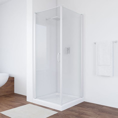 Душевой уголок Vegas Glass EP-Fis 80*80 01 01 L левый, профиль белый стекло прозрачное