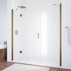 Душевая дверь в нишу Vegas Glass AFP-F 130 05 10 L левая, профиль бронза, стекло сатин