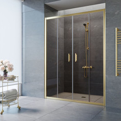 Душевая дверь в нишу Vegas Glass Z2P 150 09 05 профиль золото, стекло бронза