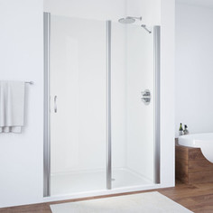 Душевая дверь в нишу Vegas Glass EP-F-1 0140 08 01 R правая, профиль глянцевый хром, стекло прозрачное