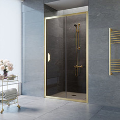 Душевая дверь в нишу Vegas Glass ZP 0140 09 05 профиль золото, стекло бронза
