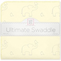 Фланелевая пеленка SwaddleDesigns для новорожденного Слоники с птичками желтая (SD-352SY)