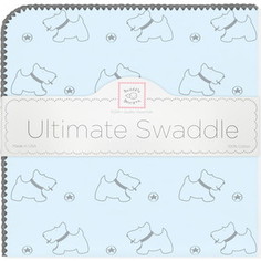 Пеленка фланель для новорожденного SwaddleDesigns Ultimate Gray Doggie Pstl Blue