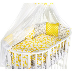 Комплект в овальную кроватку Sweet Baby Tenero Giallo (желтый/серый), 8 предметов
